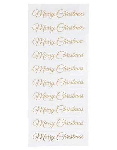 Gold - Merry Christmas Foil Stickers