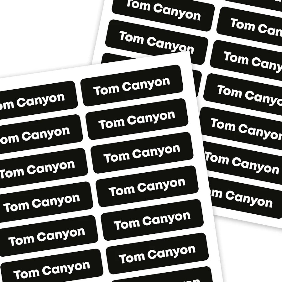 Mini Rectangle Name Labels | Solid - 33 Count