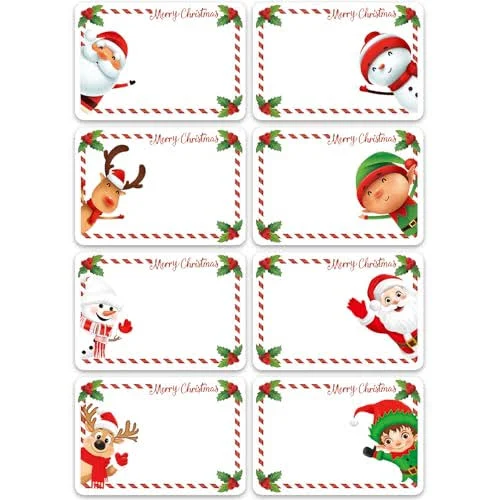 Xyxu Christmas Sticky Labels, 120pcs Christmas Labels Stickers, Sticky Gift Tags for Presents Christmas 7x5cm Self Adhesive Xmas Writable Present