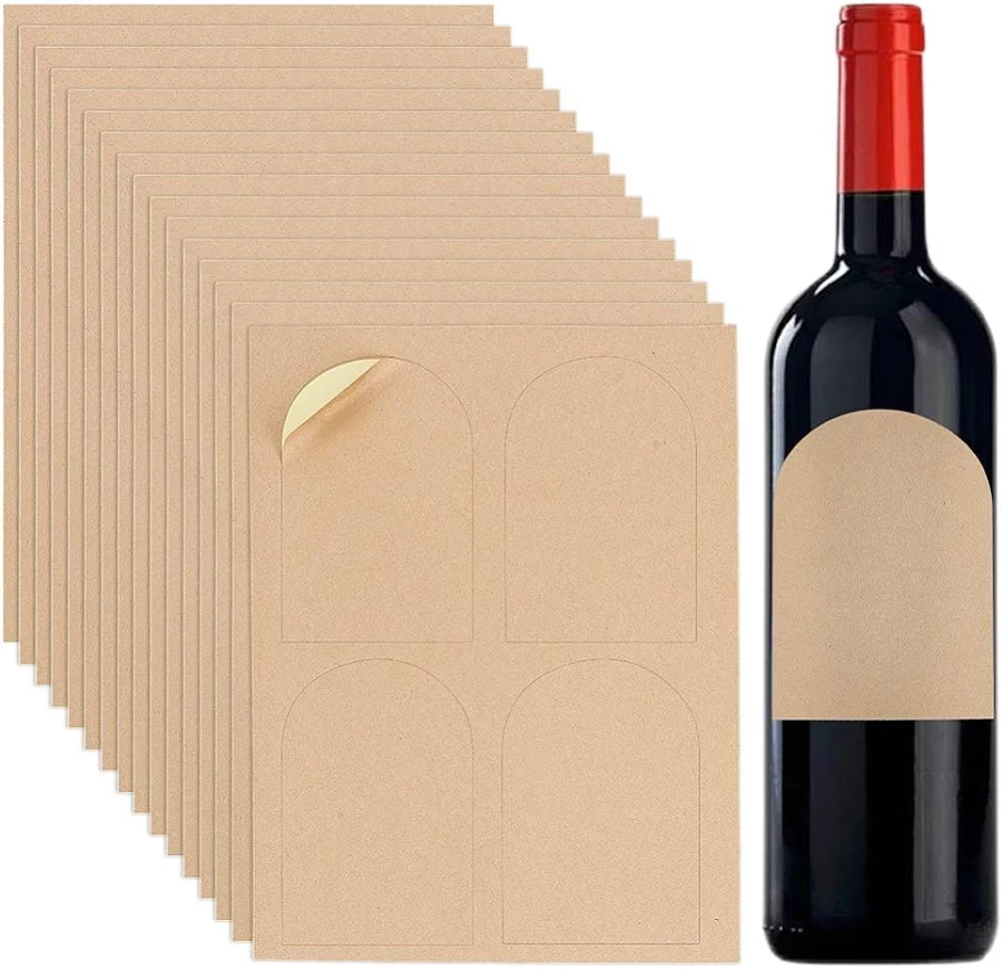 Wine Blank Adhesive Label Paper Self Adhesive Stickers Tan 279.4x215.9x0.1mm for DIY, Brown