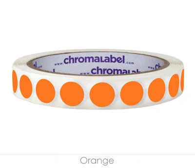 Removable 0.5" Round Sticker Labels-1,000/Roll - Assorted Colors Orange