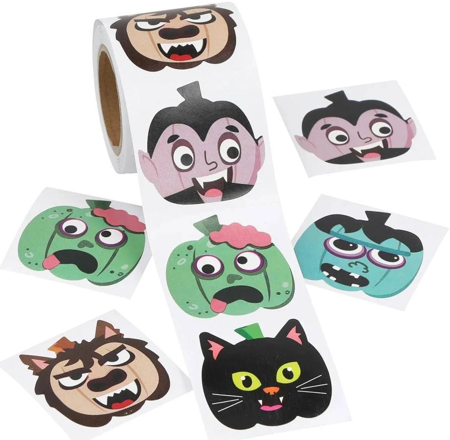 Halloween Pumpkin Characters Sticker Roll
