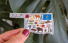 Oklahoma Sticker, Sooner State, OK Landmark Icons, State Pride Travel Souvenir