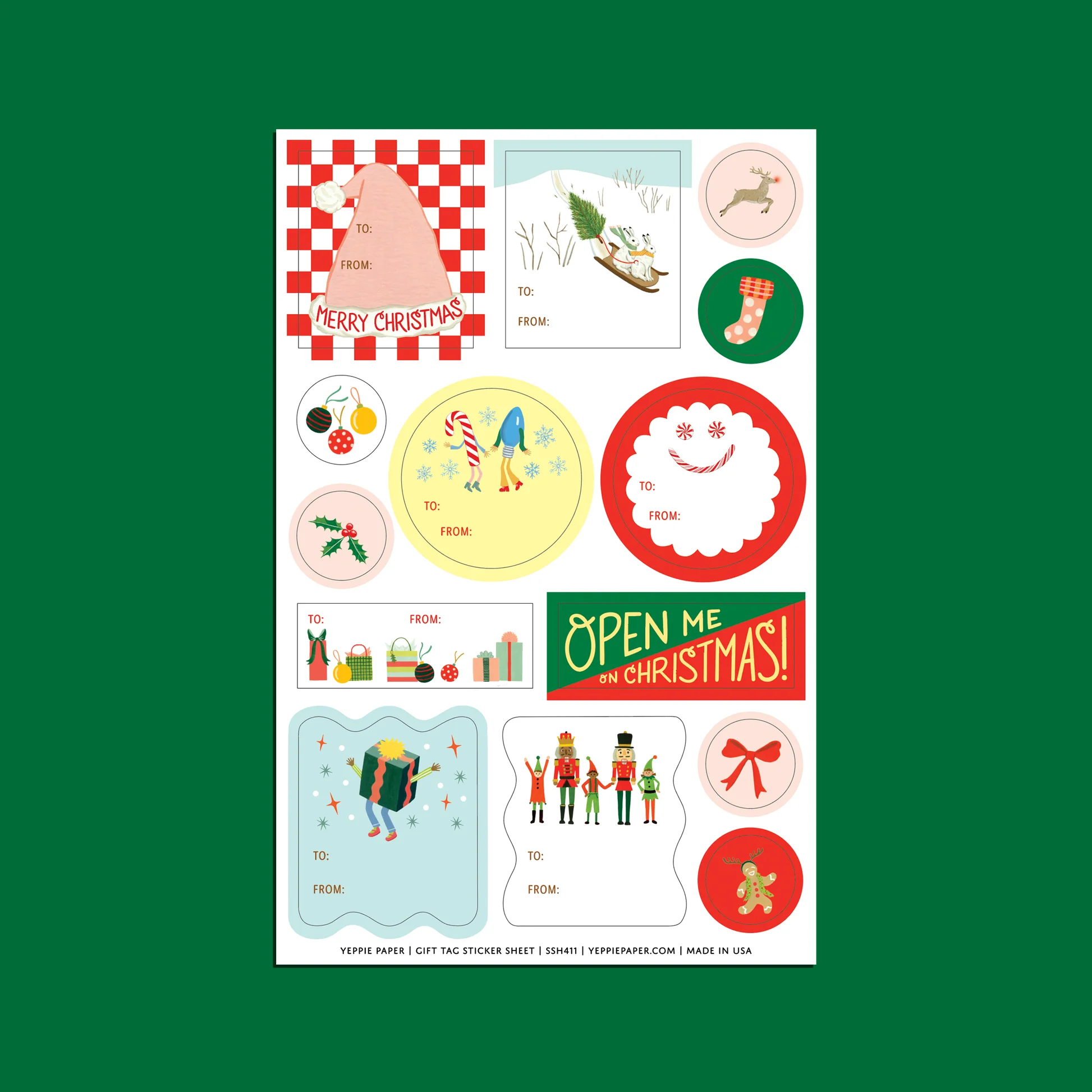 Merry Christmas Adhesive Gift Tag Sticker Sheets - Set of 3
