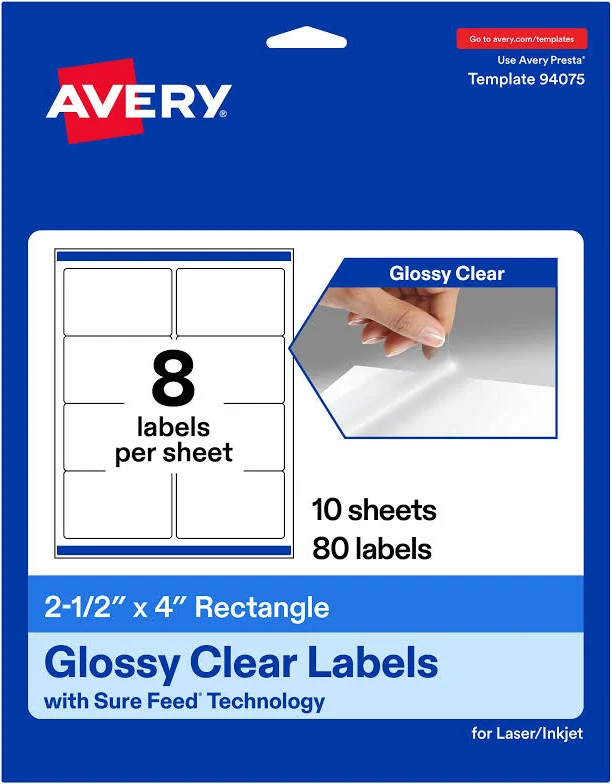 Avery Glossy Clear Rectangle Labels