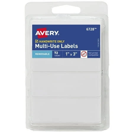 Avery Removable Labels 1 inch x 3 inch White 72 Count