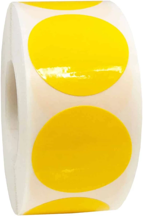 Yellow Weather Resistant Labels 1" Round QTY 500 | Wholesale Labels | InStockLabels