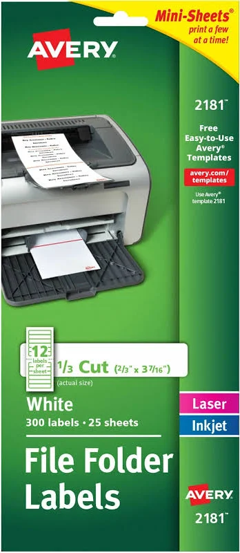 Avery Mini-Sheets Permanent File Folder Labels
