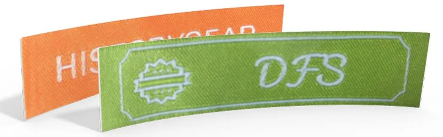 50 clothing labels, fabric labels 6x1,5 cm, yellow