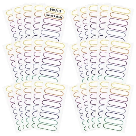 240 PCS Multicolor Waterproof Name Labels Self-Laminating Dishwasher Safe Writable Stickers, Washable Adhesive Tags for Water Bottles, Containers & 