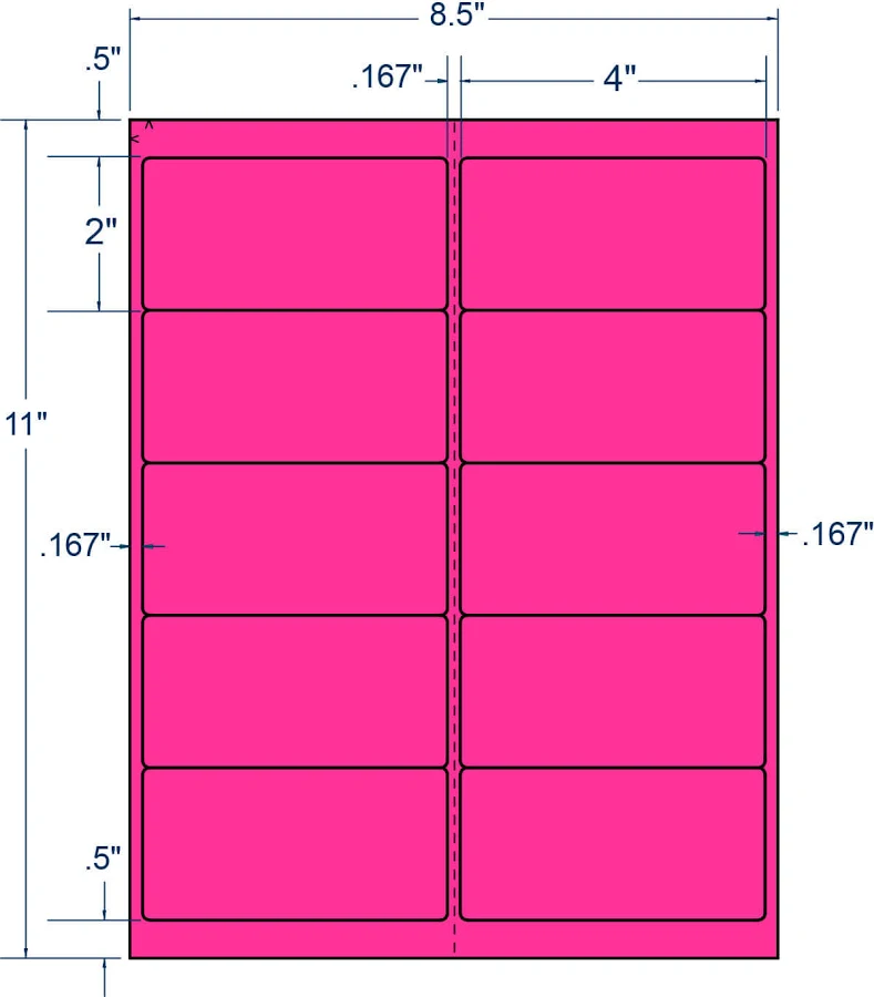 Compulabel Fluorescent Pink 4" x 2" Sheeted Labels