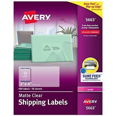 Avery Clear Easy Peel Shipping Labels 5663