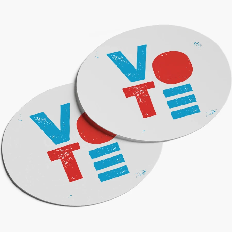 Custom Circle Stickers | 2" x 2" | White, Gray and Cream | VistaPrint | Design: White, Politics, Public Safety, Styles & Themes, Industry