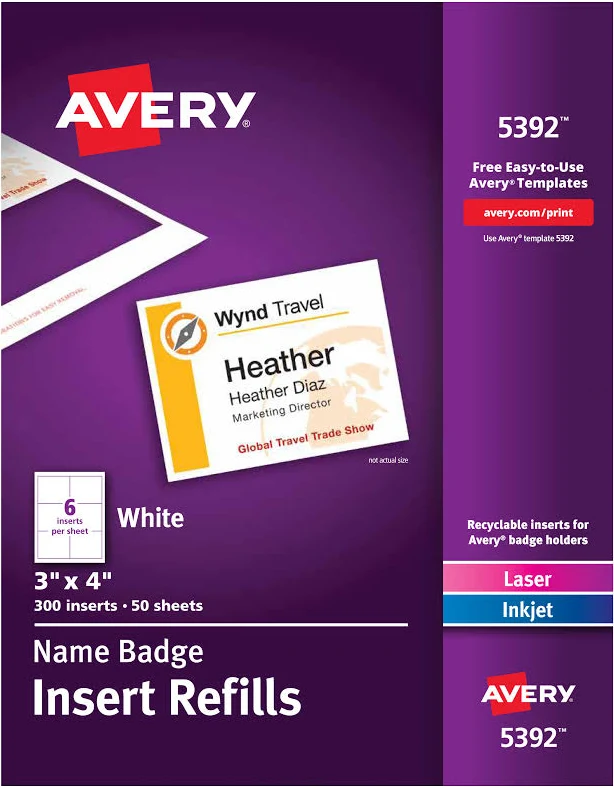 Avery Name Badge Insert Refills