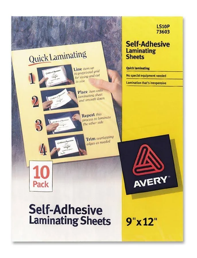 Avery Self-Adhesive Laminating Sheets 10 per Pack