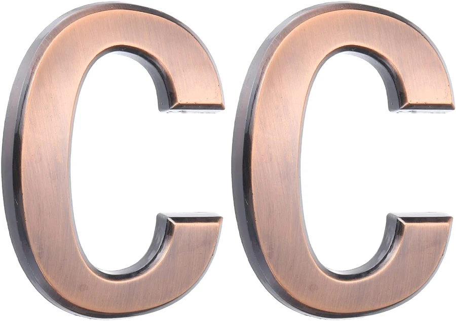 Unique Bargains 2pcs 2.76 Inch House Letters Self-adhesive Mailbox Door Letter Stickers Electroplated Finish Outdoor Address Signs for Office Hotel