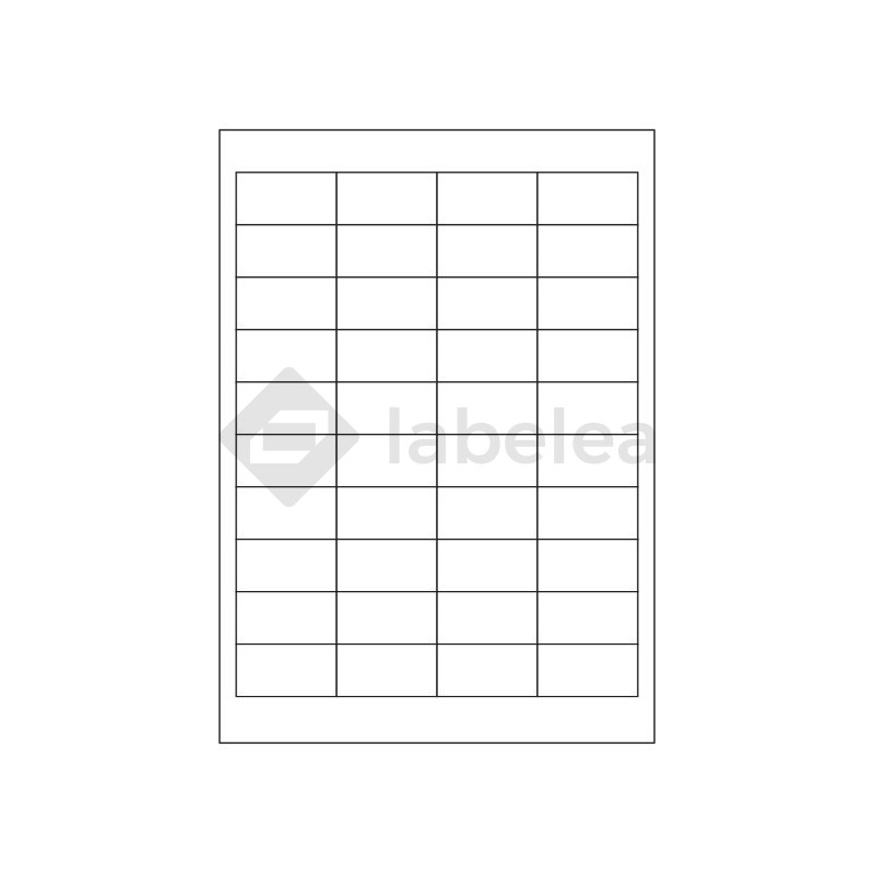 White paper self-adhesive labels 48,5x25,4 mm (40 labels), on A4 sheet, for laser and inkjet printing