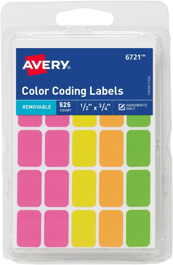Avery Removable Neon Color- Coding Labels