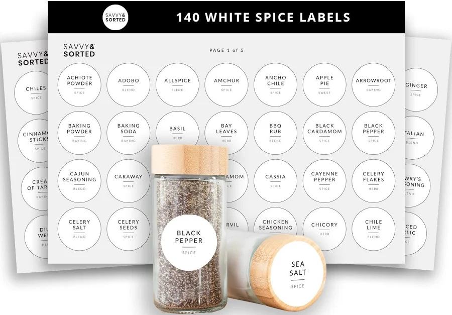 140 Round Spice Labels Stickers