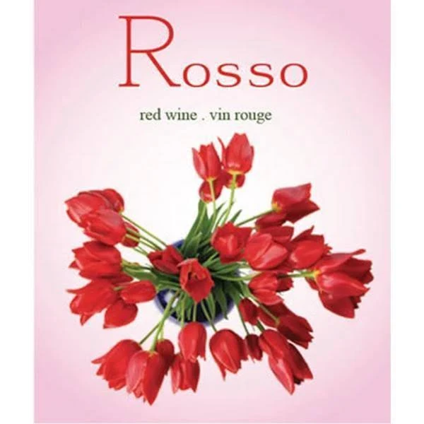 WINE BOTTLE LABELS Pack of 30 ROSSO Red Wine Labels Tulips Design Self-Adhesive Easy Peel