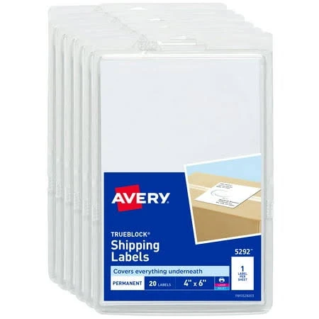 Avery Shipping Labels 4" x 6" Permanent White 120ct