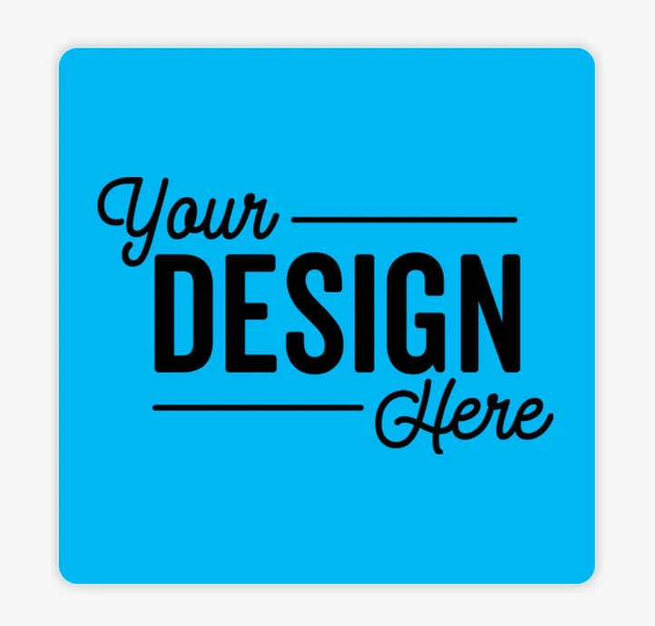 125ct. Custom Full Color 3 in. Round Corner Square Sticker - Columbia Blue - 1-Color Text or Art Design
