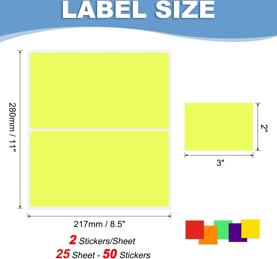 Color Coding Labels Rectangular Colored Sticker Tags for Packing