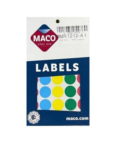 Maco Color Coding Labels 3/4" Round 1000/pk