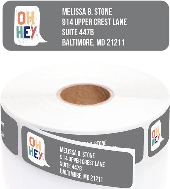 Friendly Greeting Rolled Address Labels with Dispenser