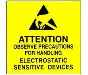 Botron B6736 JEDC-14 Self Adhesive Labels, Yellow, 4" x 4", Roll of 250