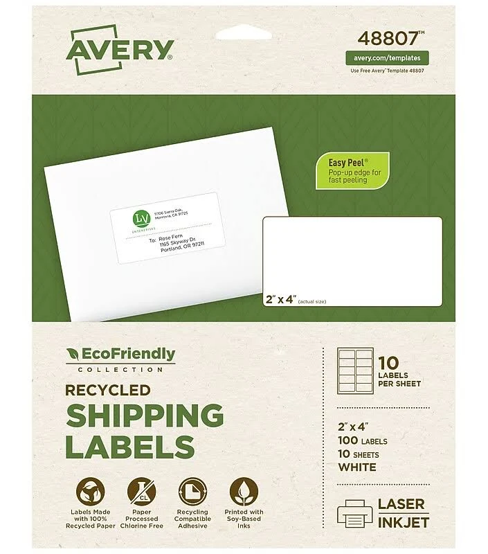 Avery EcoFriendly Recycled Shipping Labels