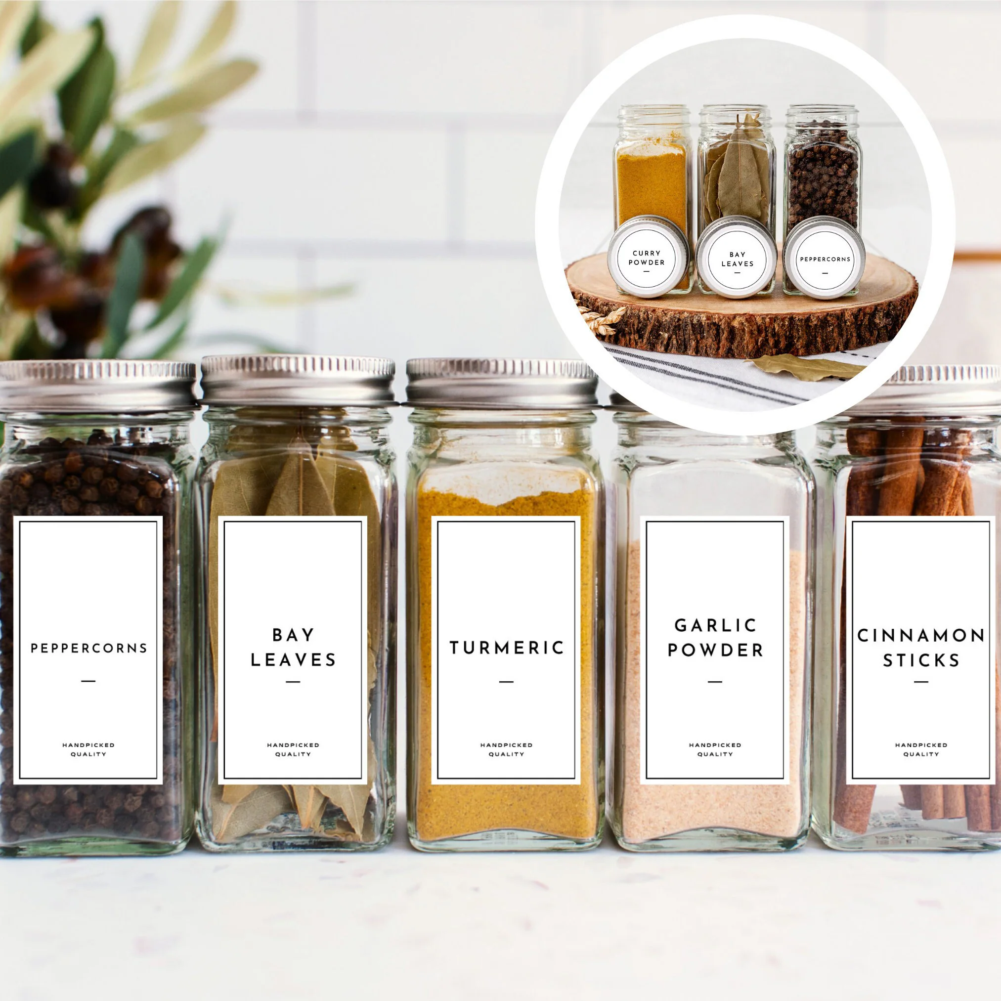 Kitchen Herbs And Spices Jar Containers Label Stickers Lid Labels