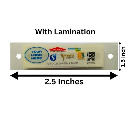 Custom Non-Metal Surface RFID Tag with Company Logo 2" x 1" (With Lamination 2.5" x 1.5") -