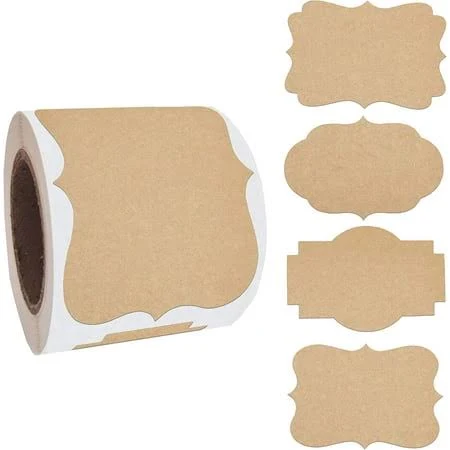 2 inch x 3 inch Kraft Label Stickers Writable Gift Labels, 200pcs Self-Adhesive Brown Labels for Essential Oil Bottle, Jars, Food Storage or Gift 