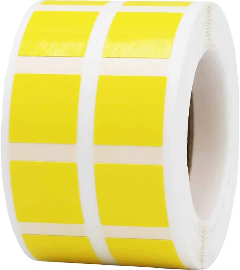 Small Yellow Colored Stickers 1/2" Square Quantity 1,000 | Wholesale Labels | InStockLabels