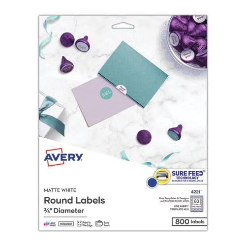 Avery Printable Self-Adhesive Permanent 3/4" Round ID Labels