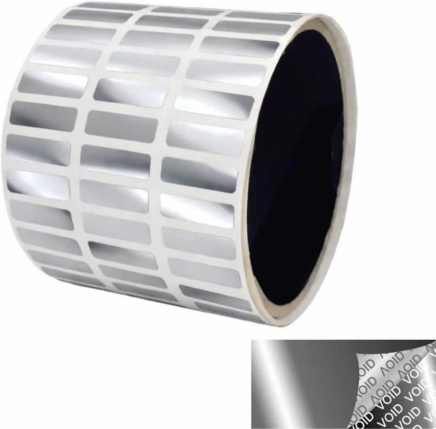 Silver Bright TamperVoid Metallic Tamper Evident Security Labels Seal Sticker