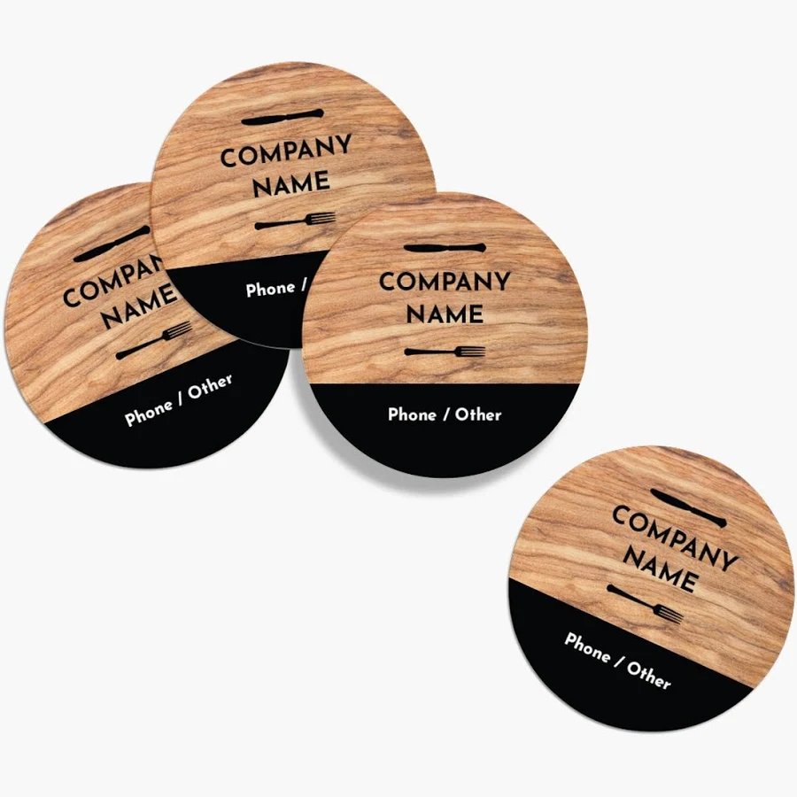 Custom Single Stickers | 2" x 2" | Brown, Yellow and Pink | VistaPrint | Design: Brown, Food Service, Food & Beverage, Styles & Themes, Industry