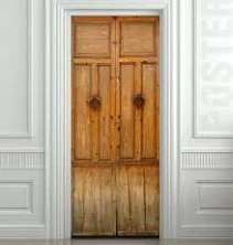 Old medieval house front door sticker mural, self-adhesive, single piece 24"x80"