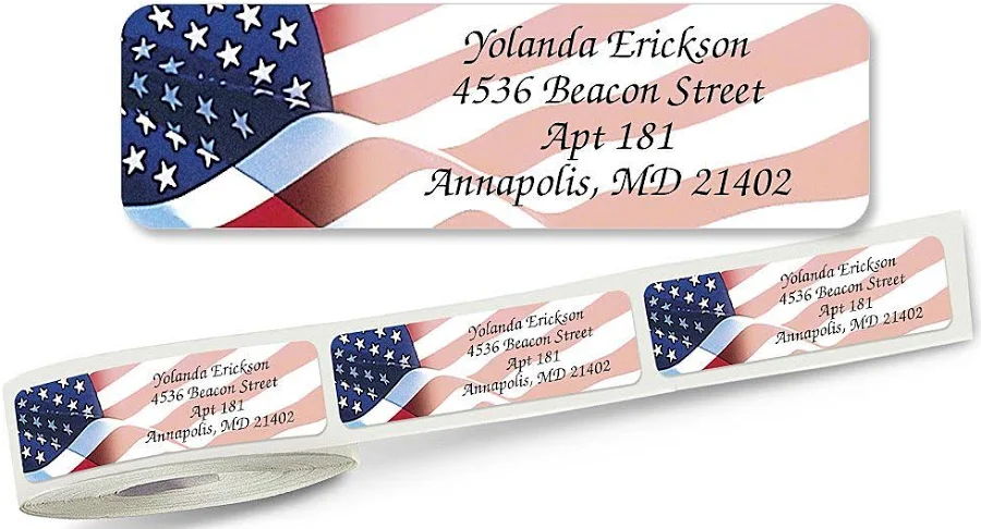 American Patriotic Flag Custom Fourth of July Address Labels