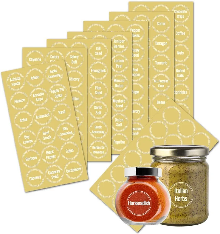 144 Pcs Transparent Spice Labels Numbers for Jar Organization