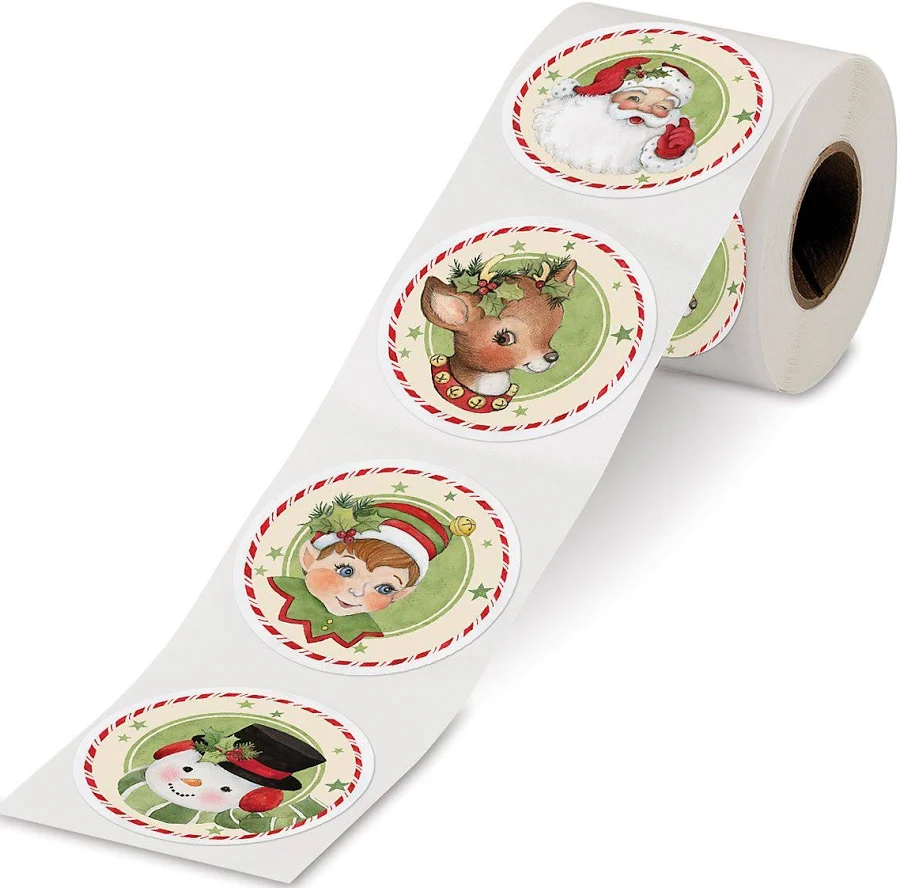 Retro Christmas Rolled Stickers