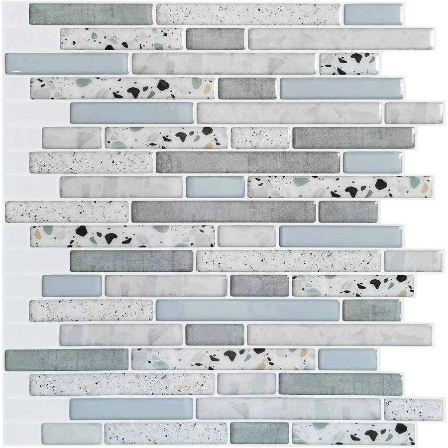 Art3d Peel and Stick Kitchen Backsplash Self-adhesive Wall Tile Stone, 10 Sheets - 11.8 inch × 11.8 inch - White