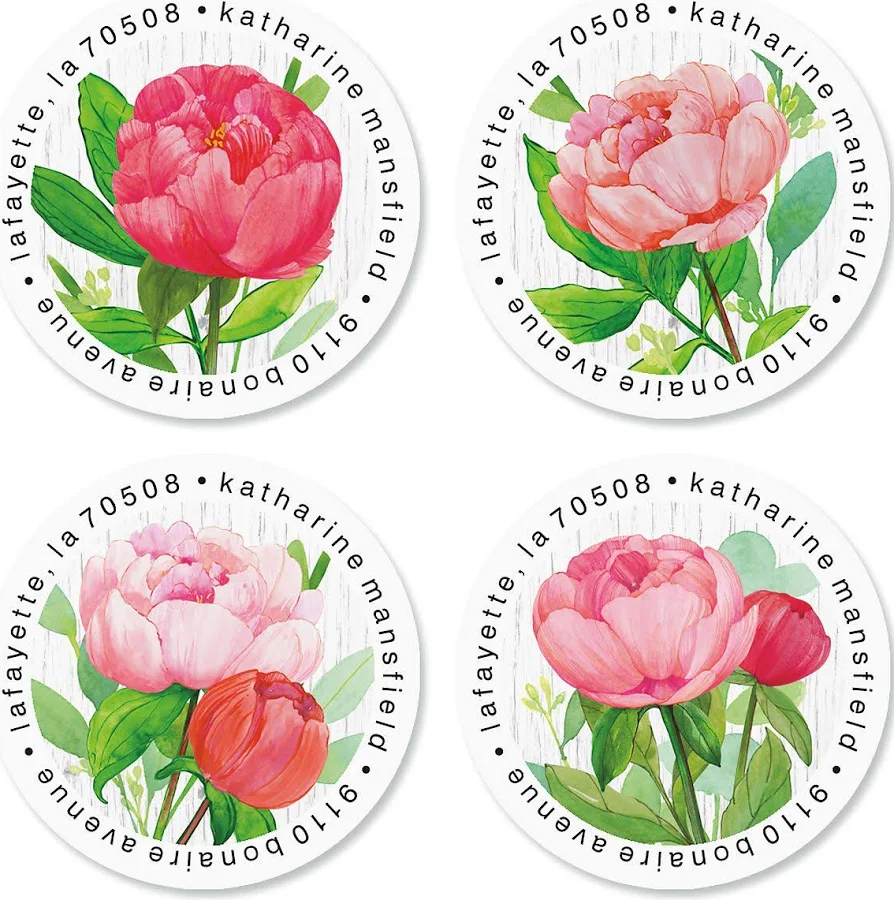 Flower Market Round Address Labels (4 Designs)