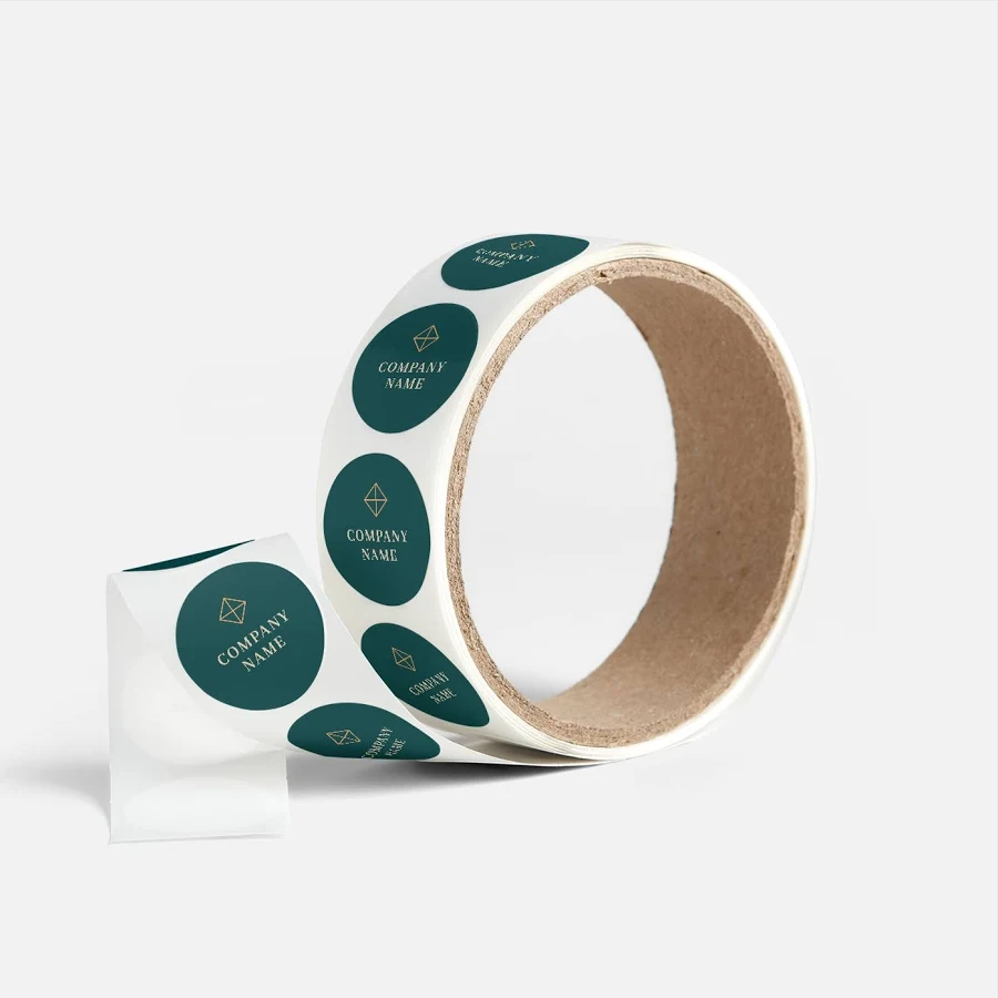 Custom Roll Labels | 1" x 1" | Gray, Green and Blue | VistaPrint | Design: Gray, Elegant, Legal, Finance & Insurance, Styles & Themes, Industry