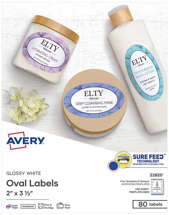 Avery Oval Labels 2" x 3-1/3" Glossy 80 Labels