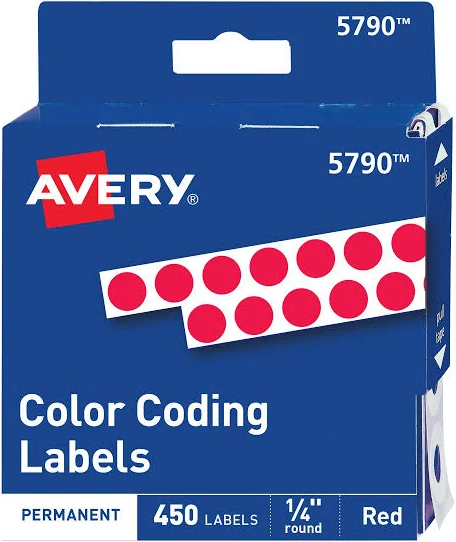 Avery Permanent Self-Adhesive Color- Coding Labels