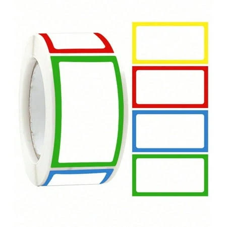 Oalirro 250-Pack Blank Self-Adhesive Label Stickers Roll, 2x2in Writable Border Stickers for Organization, Office, Kitchen, Water Bottles & Storage, 