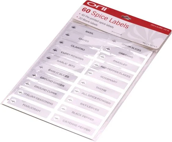 Orii Spice Labels Rectangular Silver/White
