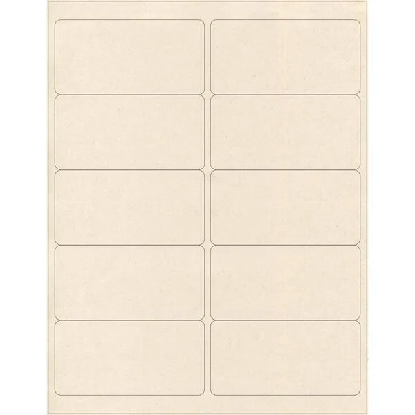 ELEVATE PACKAGING 4 x 2 in. Compostable Shipping Labels, Blank Layflat Sheets, Sugarcane, 25PK, LC1252